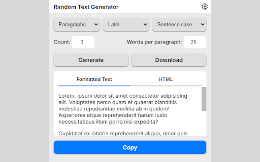 Random Text Generator :: A simple and efficient random text generator, including Lorem Ipsum, for various content needs.