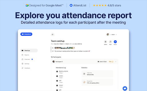 AttendList: Google Meet Attendance Tracker & Reports :: Automatically track attendance in Google Meet (even if you join late!)
