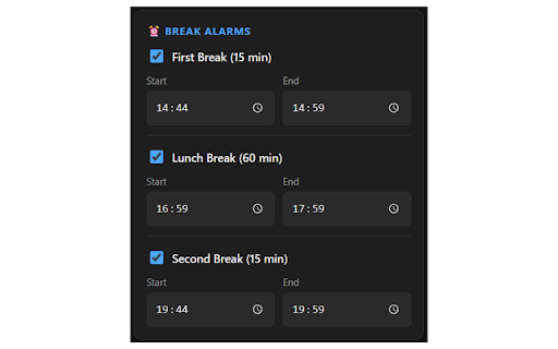 My LittleWorkBuddy :: Calculates durations, manages break alarms, and provides a custom calculator.