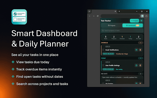 Task Tracker :: Simple Task Tracker app with projects checklist, due dates, task list, daily planner is all you need in a productivity tracker.