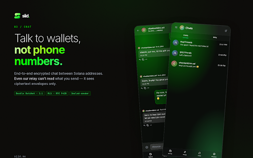 Siid :: Non-custodial Solana wallet with end-to-end encrypted chat, DEX swaps, and limit orders. Your keys never leave your device.