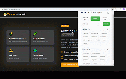 Synonyms Finder :: Ai based extension to find synonyms and antonyms of words
