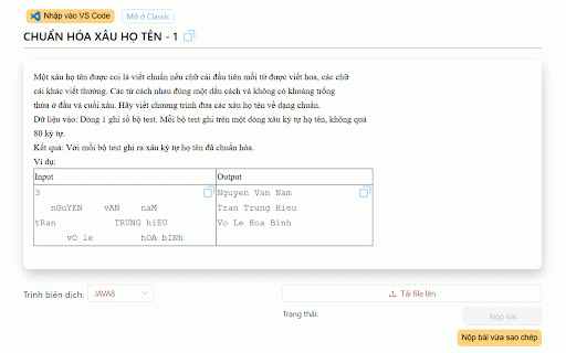 CodePTIT Copier :: Sửa lỗi dòng trống thừa khi Copy trên CodePTIT. Tự động tạo File nhập sẵn Testcase trong VS Code. Hỗ trợ Nộp bài nhanh từ Clipboard