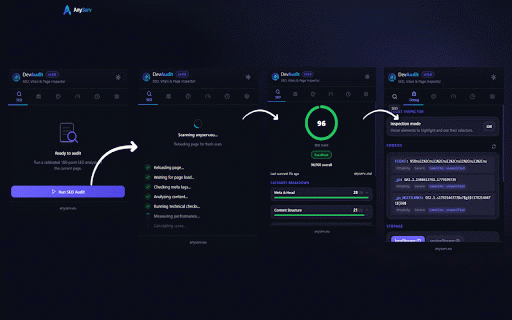 DevAudit - Web Inspector & SEO Audit :: SEO audit extension with Core Web Vitals, meta tag checker, color picker, screenshots, and draggable on-page toolbar for developers.