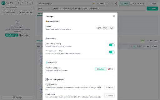 HTTP & REST Client - Pico API :: Lightweight HTTP & REST client for Chrome. Send requests, debug APIs, stream responses. Data stays local: no account, no tracking.