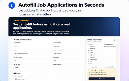 JobLog — Application Tracker & Autofill :: Autofill job applications, track follow-ups, save job descriptions, and organize your job search locally.