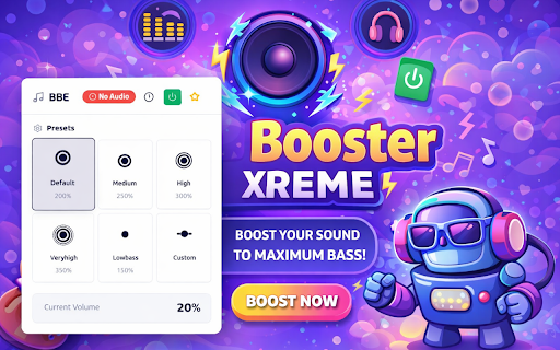 Bass Booster Extreme :: Extreme Bass Booster for Chrome™. Boost bass for headphones and speakers with presets and custom levels.