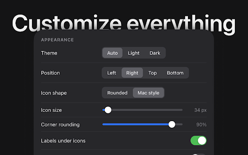 Dock Bookmarks :: A macOS Dock-style bookmark bar that slides in from the screen edge on hover, with Liquid Glass and Dock magnification.