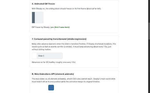 Steady: Reduce Motion & Calm the Web :: Forcibly reduces motion and sensory overload on every website, while keeping pages fully interactive.