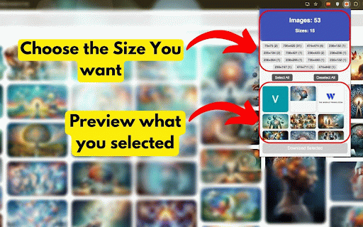 Bulk Image Downloader :: Count, preview, and bulk‑download images grouped by size.