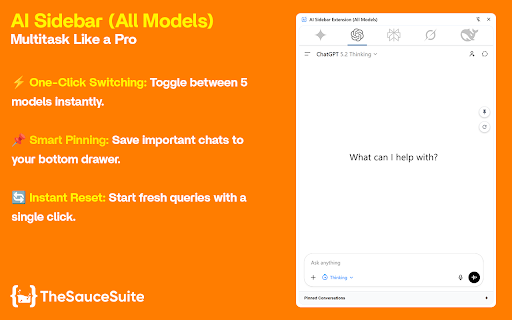 AI Sidebar Extension (All Models) :: Sidebar to toggle between Gemini, ChatGPT, Perplexity, Grok, and DeepSeek.