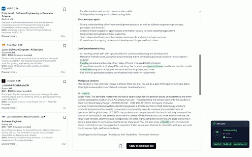 Job Score :: Analyze and score job listings on LinkedIn, Glassdoor, Indeed and more based on your custom green and red flag keywords.