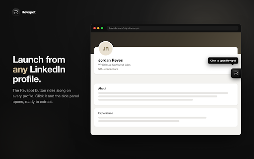Revspot Contact Extractor :: Extract verified work emails, personal emails and phone numbers from LinkedIn profiles with Revspot.