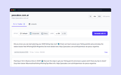 SeoTo.social - Publisher :: SEO-to-Social Automation: Transform your Google Search data into X/Twitter and LinkedIn posts in one click.