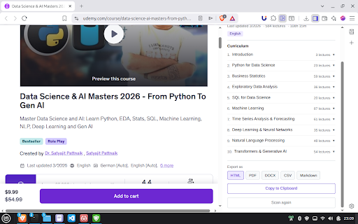 UdemyLens :: Scan and export Udemy course curricula in multiple formats.