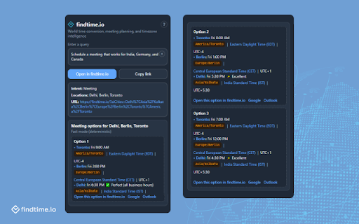 findtime.io - AI Time Intelligence :: AI-powered time conversion, meeting planning, and deep links to findtime.io from your browser.