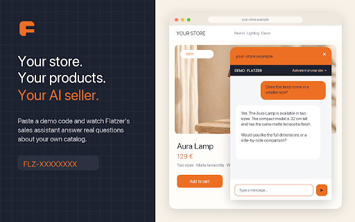 Flatzer Demo :: Try Flatzer's AI sales assistant on your own website with a demo code.