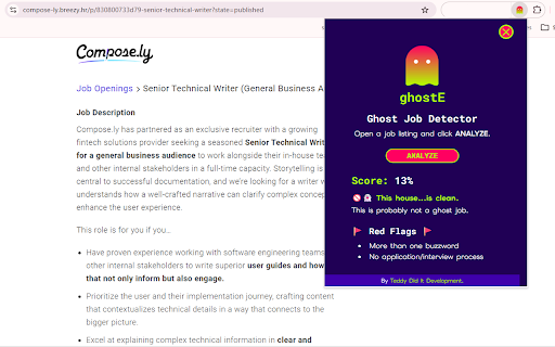 ghostE :: Analyze job postings for ghost-job warning signs.