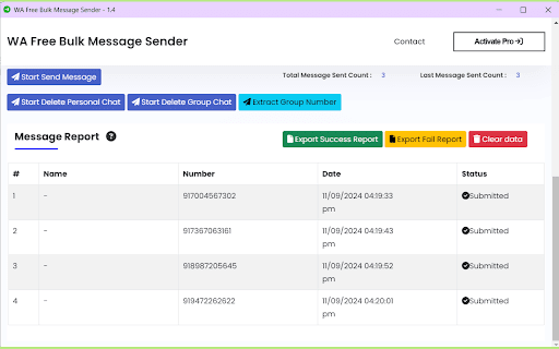 WA Free Bulk Message Sender :: Send Text and Images messages multiple users in bulk without saving number.