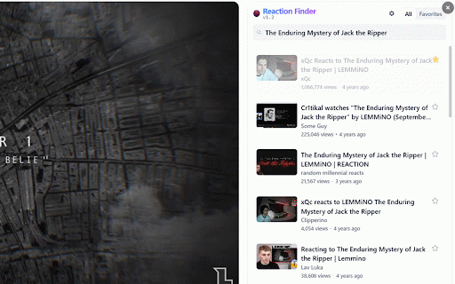 Reaction Finder :: Find reaction videos for the YouTube video you are watching.