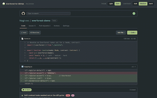 Komorebi :: A calm Everforest color theme for the web, in matching light and dark — softer, consistent colors that are easier on the eyes.
