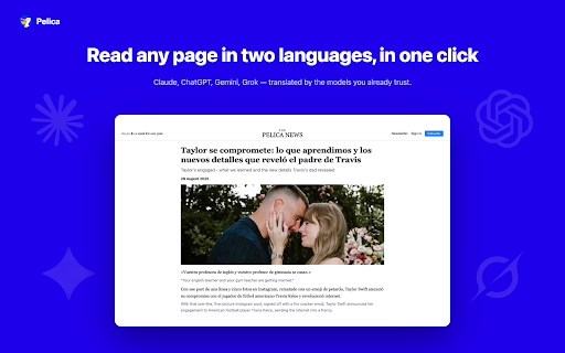 Pelica Translate: AI Web & Video Translator, Write with AI :: With the Pelica extension, you can:
- Translate sections on the go
- Translate entire pages
- Translate YouTube videos