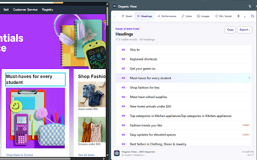 Organic View – SEO Inspector :: Organic View SEO Inspector is an SEO Chrome extension for fast, comprehensive on-page audits of metadata, links, images and more.