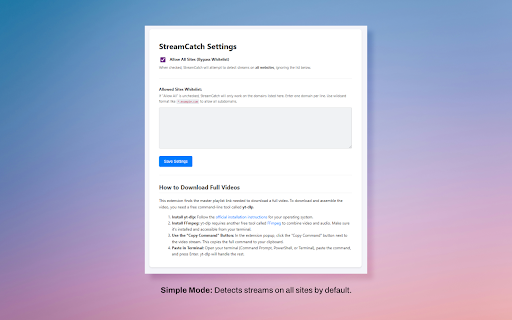 StreamCatch :: Catches M3U8 manifest and subtitle links (VTT, SRT) from network requests on user-allowed sites.