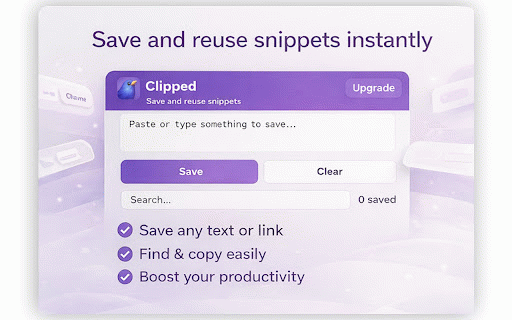 Clipped – Smart Clipboard & Text Snippets :: Save snippets from meetings and chats. Automatically extract emails, links, and phone numbers. Search and quick-copy anytime.