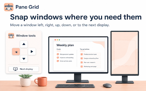 Split Screen, Tile Tabs, Tab Resize, Snap Windows, Save Restore Layouts 2x2 :: Split Screen: split tabs into real Chrome windows, tile, snap on multiple monitors, and save or restore window layouts in one click.