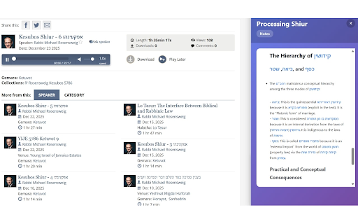 Shiur AI Assistant :: Generate AI-powered notes and transcripts from YUTorah shiurim with one click - completely private and local