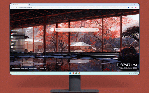 Autumn Leaves And Water Reflection Live Wallpaper :: Traditional Japanese garden view with autumn maple trees reflected in tranquil water.