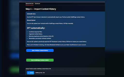 DFT Sync :: Sync FanDuel and DraftKings contest history with Daily Fantasy Tracker.