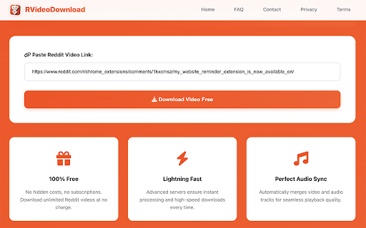 RVideoDownload - Reddit Video & Sound Downloader :: Download Reddit videos in one click with audio. Supports all Reddit video formats.