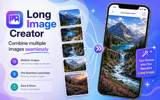Long Image Creator :: Combine multiple images into a single seamless long PNG directly in Chrome. Preview the result instantly, then download using…