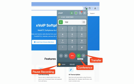 xVoIP Softphone :: WebRTC softphone with click-to-dial