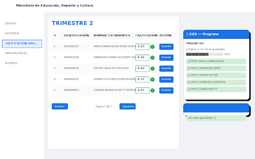 SIEE Importador de Notas :: Importa notas desde Excel al SIEE automaticamente. Soporta múltiples hojas, columnas configurables y verificación de guardado.
