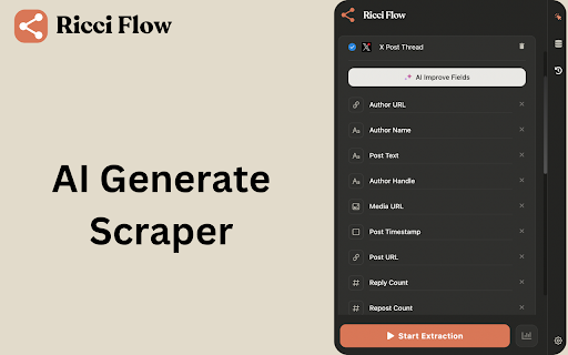 Ricci Flow – AI Web Scraper :: Ricci Flow – AI Web Scraper for Chrome: AI Data Extraction Tool for Web Scraping to CSV, Excel, JSON