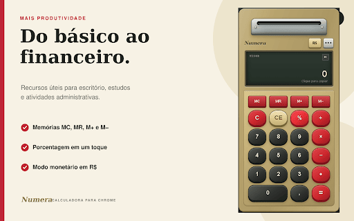 Calculadora Numera :: Calculadora administrativa inspirada nas clássicas máquinas de somar. Desenvolvida por OSCON Tecnologia.