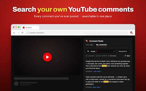 YouTube Comment Finder — Search, Filter & Analyze Comments :: Use YouTube Comment Finder to search, filter and sort comments on any video by keyword or user — plus find your own history.