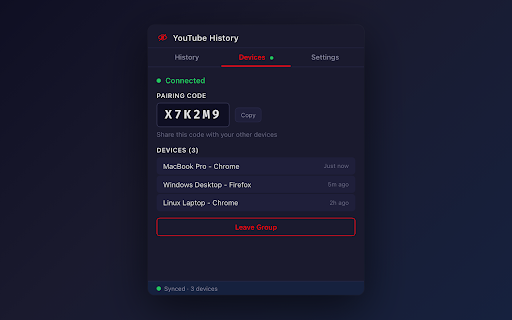 Don't Let YouTube Track You :: Track your YouTube history privately in a local database. Encrypted cross-device sync. No Google account needed.