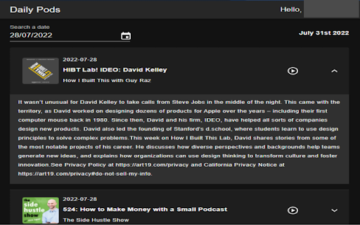 Daily Pods :: Search for podcasts that you follow on spotify.