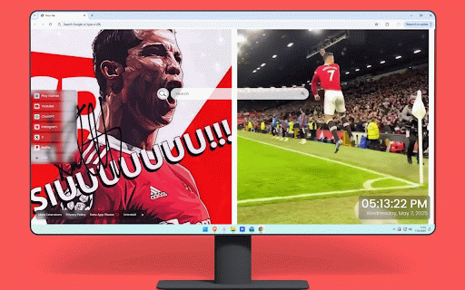 Cristiano Ronaldo Siu Live Wallpaper :: Cristiano Ronaldo in iconic Siu celebration pose with Manchester United jersey against dramatic red background.