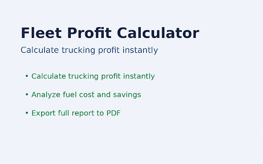 Fleet Profit Calculator Pro :: Manual fuel trucking profit calculator with cleaner inputs, no optional reserves, CPM or percent driver pay, and PDF export.