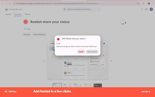 Reddot share your status :: Let people know what you are open to with one clear signal. Free, private, safe, and built for Chrome.