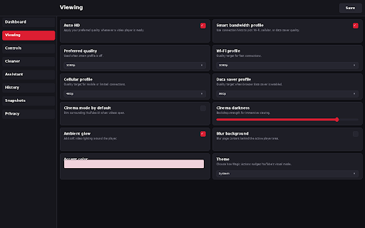 Magic Actions for YouTube™ :: Privacy-first YouTube viewing controls, cinema mode, snapshots, focus tools, local summaries, and watch analytics.