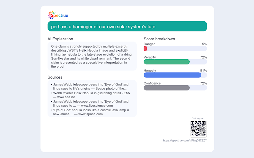 Spectrue — Analytical Fact Evaluation :: Browser extension demonstrating analytical fact evaluation with explicit uncertainty and evidence-based reasoning.