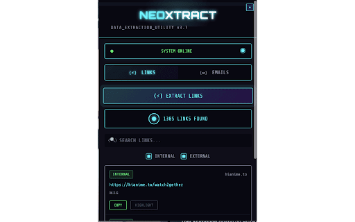 Neoxtract – Link & Email Extractor :: Extract links & emails from any webpage. Export to Excel/JSON. Fast, private, no tracking.