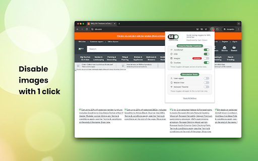 SEO Toggle - An SEO Testing Extension :: SEO testing made easy: Disable JS, CSS, images & cookies. Simulate user-agents, mobile devices and more!