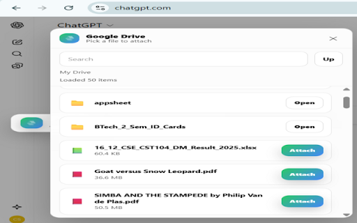 Google Drive File Picker (ChatGPT Compatible) :: Browse and select files from Google Drive and attach them through supported interfaces. First time use requires Google sign in.